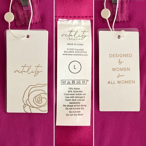 Vitality Balance Fuchsia Tati Long Sleeve Dress 1/4 Zip Athletic Exercise L - Picture 4 of 14